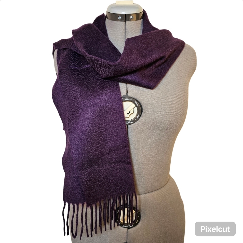 👍Enzo Mantovani eggplant purple cashmere knit long scarf one size